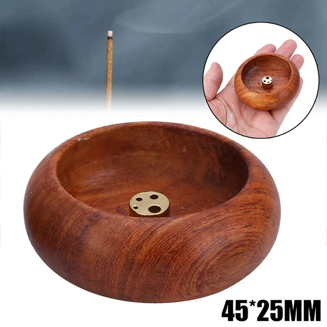 1Pcs Rosewood Incense Burner Stick Holder Bowl Shape Censer Home Decoration F7