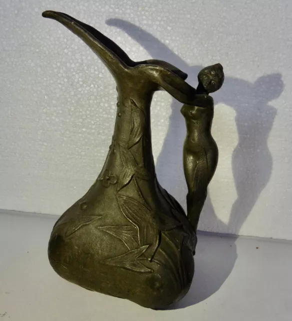 Jugendstil Jules Jouant Zinn Art Nouveau Vase - signiert