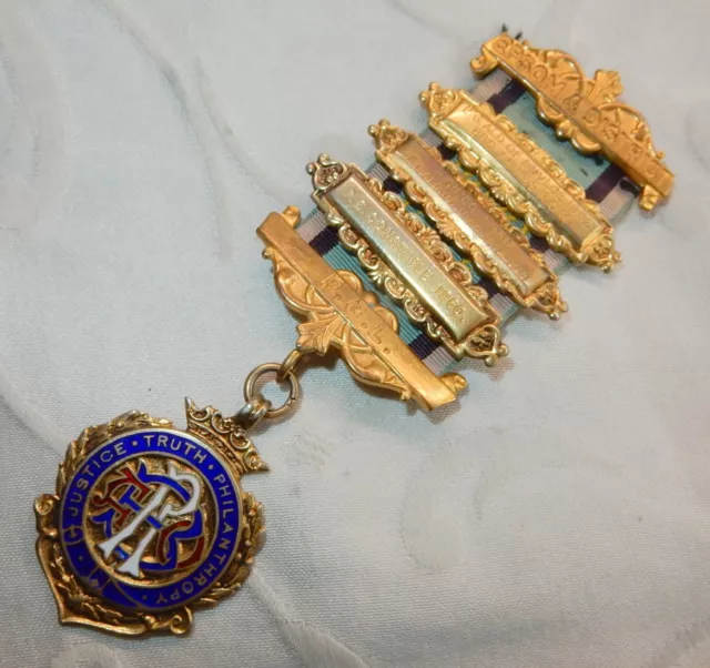 Antique Silver 1959 Raob Epsom & District Pgm Jewel Masonic Buffs Medal Bars