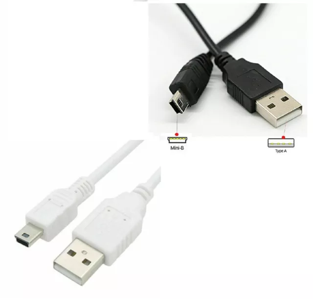 MINI USB Cable Sync & Charge Lead Type A to 5 Pin B Long Phone Charger