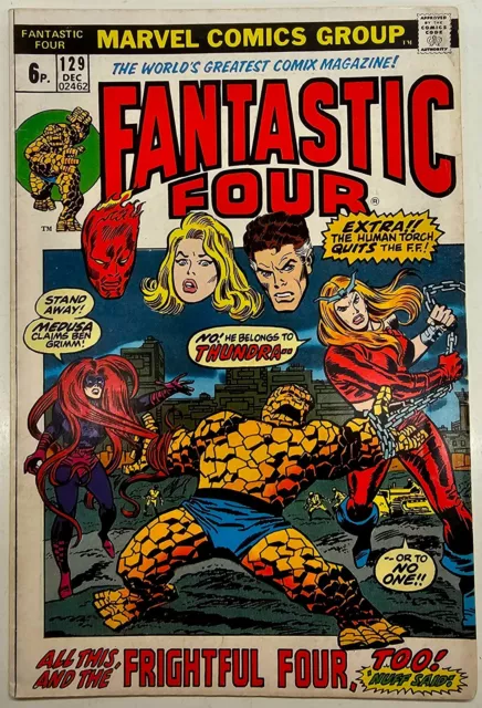 Marvel Comics Bronze Age Key Issue Fantastic Four 129 High Grade FN 1st Thundra