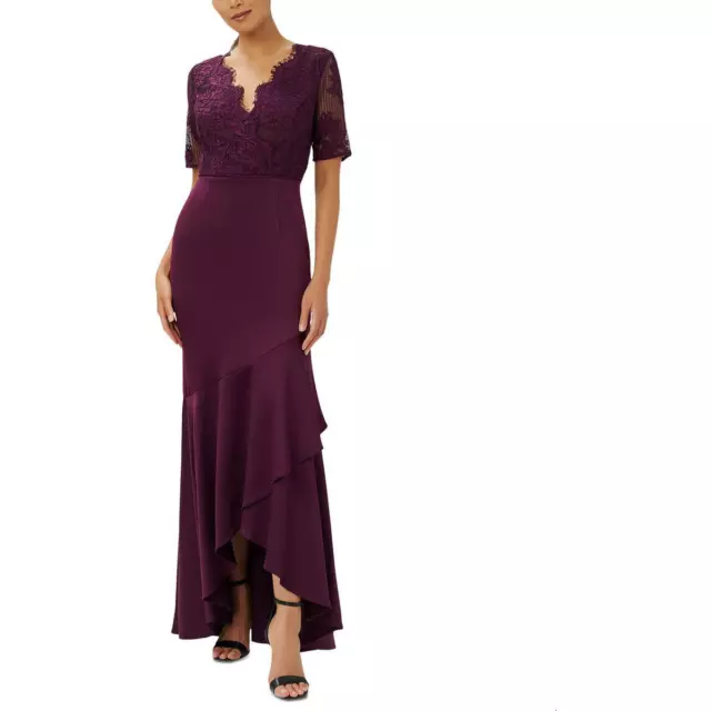 Adrianna Papell Womens Lace Hi-Low Formal Evening Dress Gown BHFO 2416