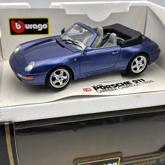 Porsche 911 Carrera 1997 Verte – Burago 1/18, Miniature Métal, Sans Boîte (TBE)