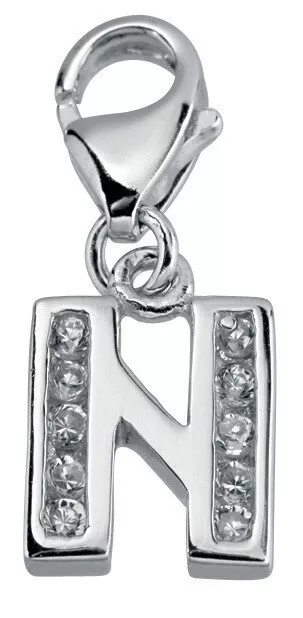 Minott Pendentif Charms Lettre N avec Zircone 925 Argent CMM105-N