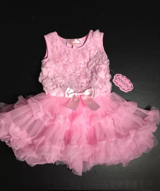 POPATU NWT Ruffles/Cotton One Piece Tutu Dress Size 12 Months Pretty Pink Color