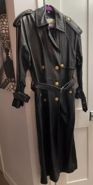 ANDREW MARC BUTTERY Soft Leather Trench Coat Belted Full Length, Size M ...