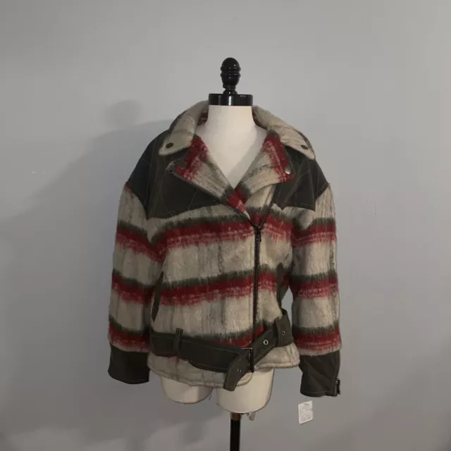 FREE PEOPLE Montana Jacket - COLOR: MULTI COLOR Wool Plaid Moto Sz Xs