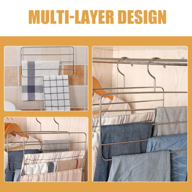 Set of 3 Stainless Steel Multi-layer Clothes Hanger and Trouser Rack 2