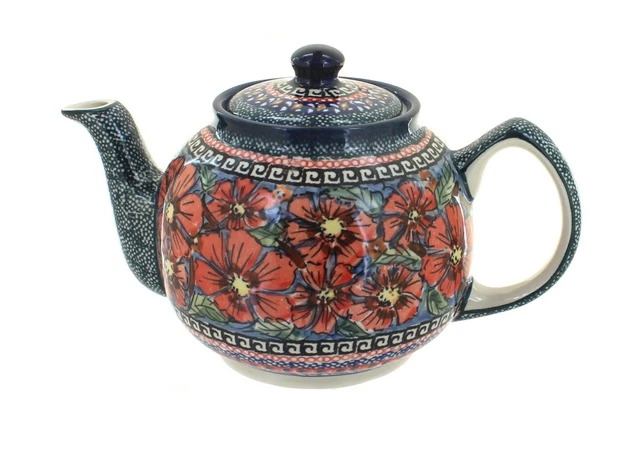 Blue Rose Polish Pottery Jungle Flower Medium Teapot