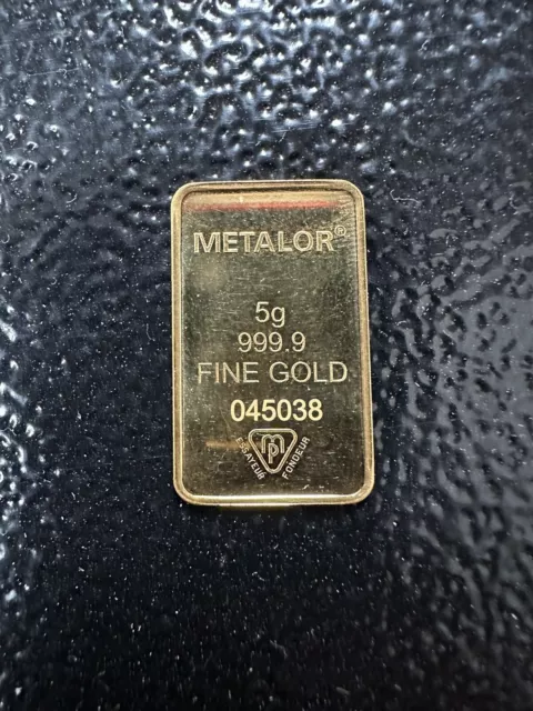 999.99 Metalor 5 Gram Gold Bar