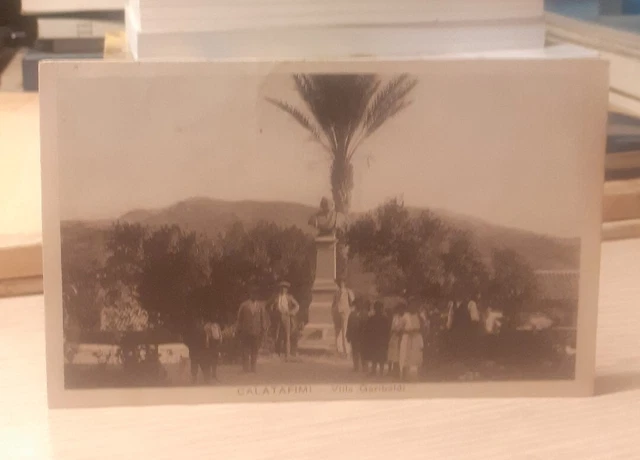 Cartolina Calatafimi Villa Garibaldi Viaggiata E Animata+busto di Garibald 1923