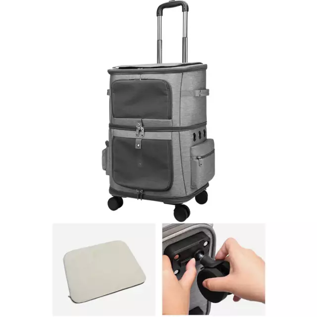 Portable Pet Trolley Bag Backpack Double Layer Pull Rod Case pour Une