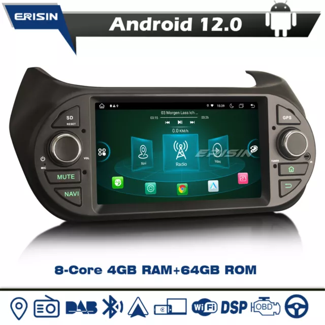 64G Android 12 Autoradio Navi Fiat Fiorino Qubo Citroen Nemo Peugeot Bipper DAB+