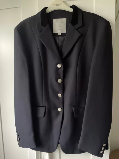 Tally Ho Competition Riding Jacket Size 16 Navy Velvet Trim Metal Buttons