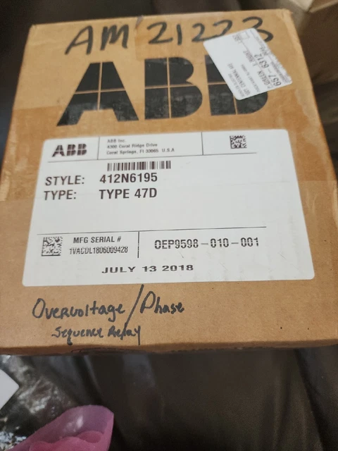 ABB 412N6195 Circuit Shield/Phase Sequence Relay