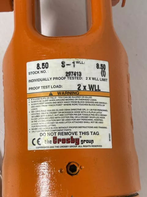 Neuf Crosby 297413 S-1 Poussée Roulement Mâchoire & Hook Pivot 8.5 Métrique Ton 2