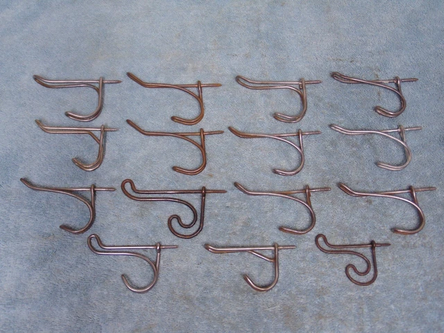 Lot of 15 Vintage Screw In Twisted Wire Coat / Hat Hooks School Farm House