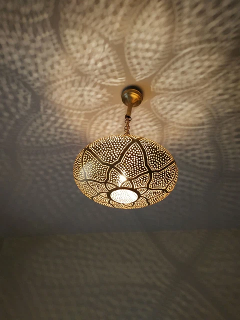 Pendant Lights Brass Moroccan Suspension Hanging Vtg Ceiling Chandelier Fixture