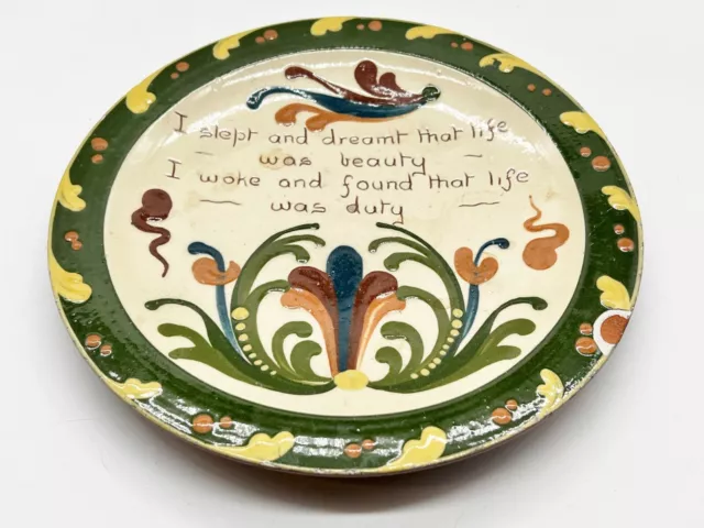 Vintage Motto Ware Pottery Terracotta Plate Decorative