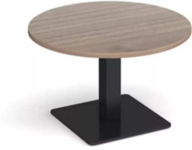 Brescia circular coffee table with flat square black base 800mm - barcelona waln