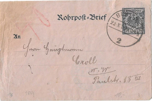 DR-Rohrpost-Mini-Brief,MiNr.RU2,Bedarfspost,TaSt"BERLIN-22.X.92",Gebr.-Spuren