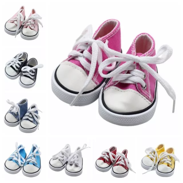 American 18 Inch Girl Doll Canvas Shoes 7cm Fashion Lines Flower Sneakers Boots 2