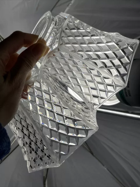 PAIR Frosted Cut Crystal Glass Lamp Shade Diamond Art Deco Victorian 2 1/4 Vtg