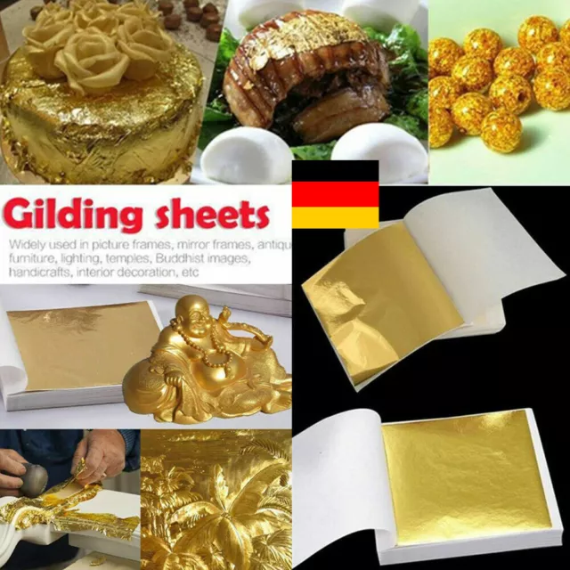 100 X Blatt Gold DIY Folie Blatt Papier Dekor essbare Vergoldung Handwerk -- DE