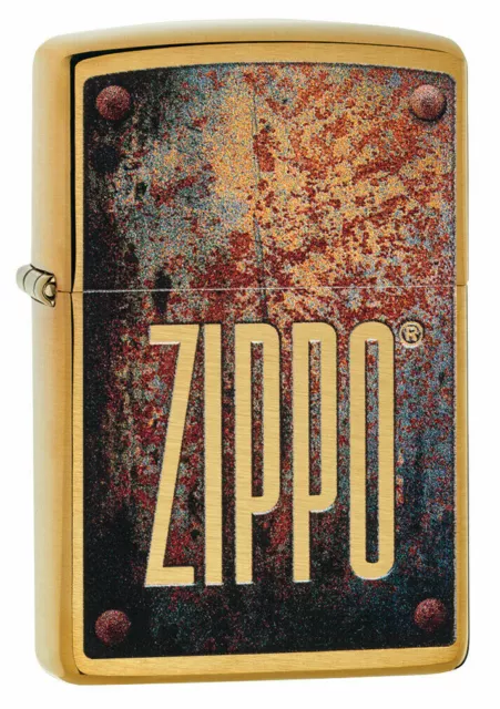 Genuine Zippo Lighter (99359) Brushed Brass Oxidized Zippo Gift Box