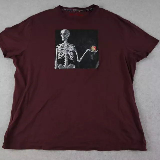 Robert Graham T-Shirt Mens 3XL Burgundy Short Sleeve Skeleton