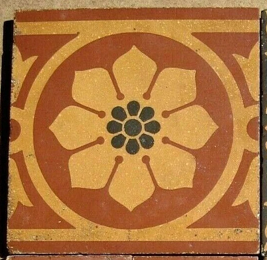 Original victorian stunning Encaustic reclaimed floor tile Maw & Co Ltd 6'x6'