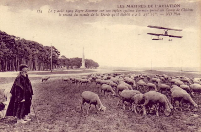 CPA 51 AIRCRAFT CHAMPAGNE Marne AVIATION Roger SOMMER s/ biplane Camp de CHALONS