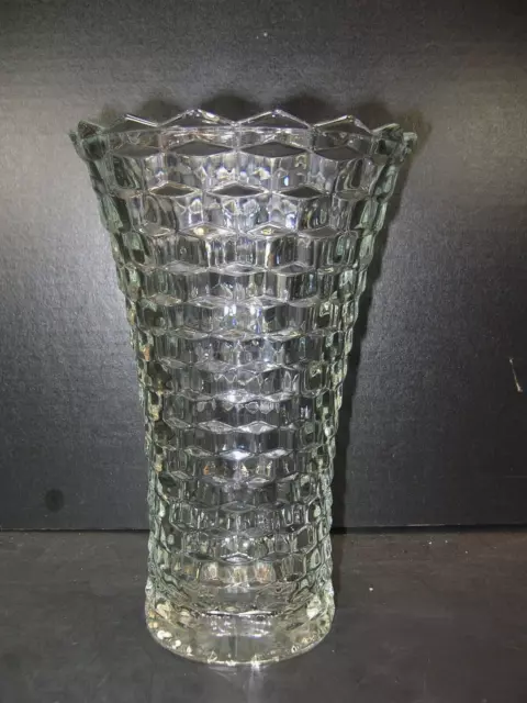 Vtg. Fostoria American 10" Flared Clear Glass Flower Vase Heavy... Lovely!!