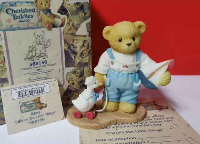 Cherished Teddies CHERISH THE LITTLE THINGS Boy with Pull-Toy Alex Figurine