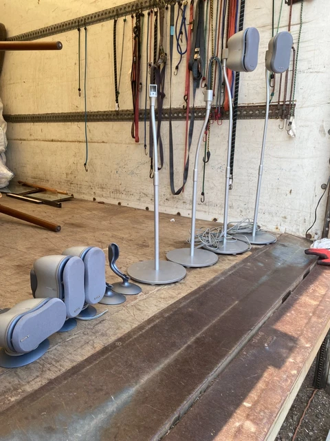 SONY EXTENDED DEFINITION 5 x Silver Speakers and Pascal Speaker Stands ...