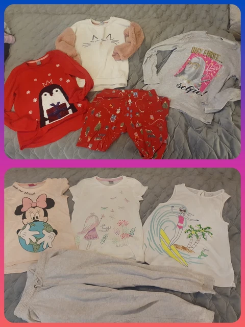 Pacchetto vestiti ragazze 8 9 anni fondo grigio top gap disney minnie top next