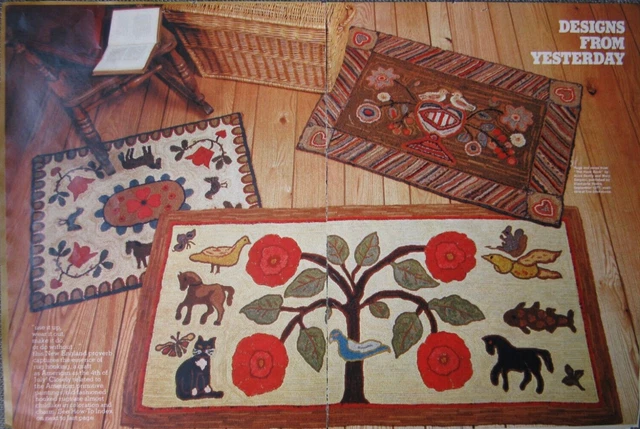 5 patrones de enganche de alfombra vintage de la revista McCall's, deben ampliarse.