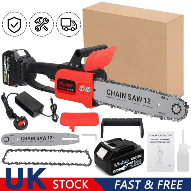 4000W 12'' Electric Chainsaw Self Sharpening Cordless Garden Wood Kit Cutter Saw