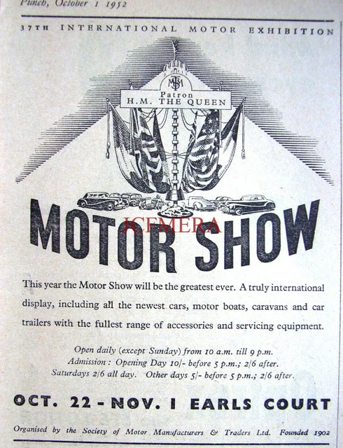 EARLS COURT '37TH International Motor Show' Exhibition Advert : Small
