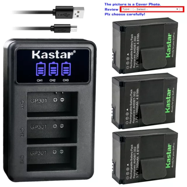 Kastar Battery Triple Charger for GoPro AHDBT-302 HD HERO3 Hero 3 Hero 3+ Hero3+