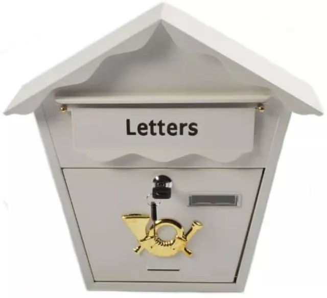 Large Wall Mounted Metal Mail Box Lockable Letter Post Outdoor With Keys