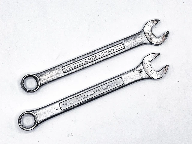 Dos llaves combinadas vintage Craftsman SAE 9/16" 12 puntos = VV = herramienta serie EE. UU.