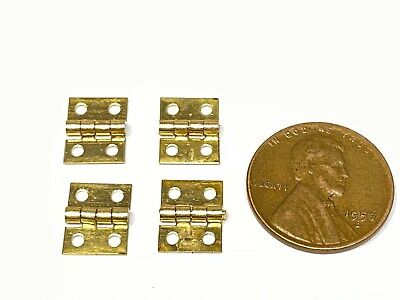 4 Pieces Gold 8mm x 10mm SMALL miniature hinges Doll House TINY HINGE  micro E7