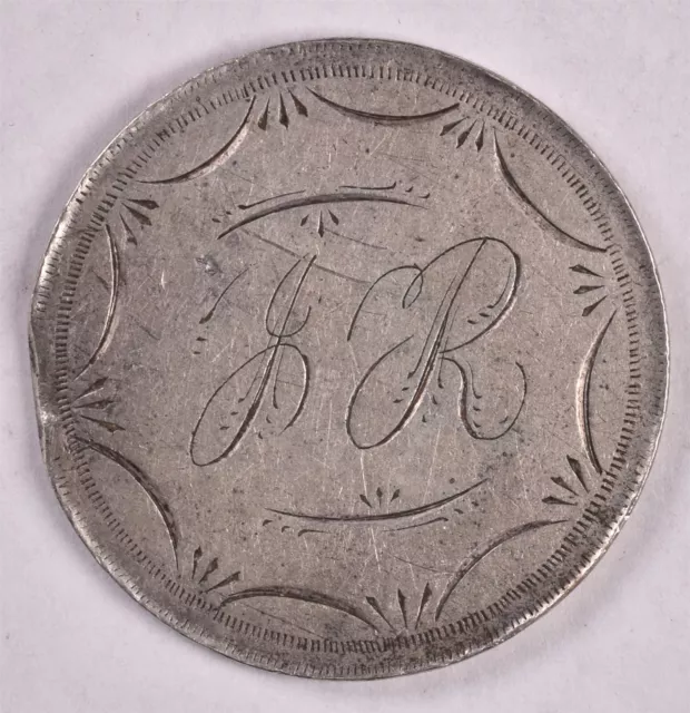 Seated Liberty Silver Quarter - Engraved Love Token J R