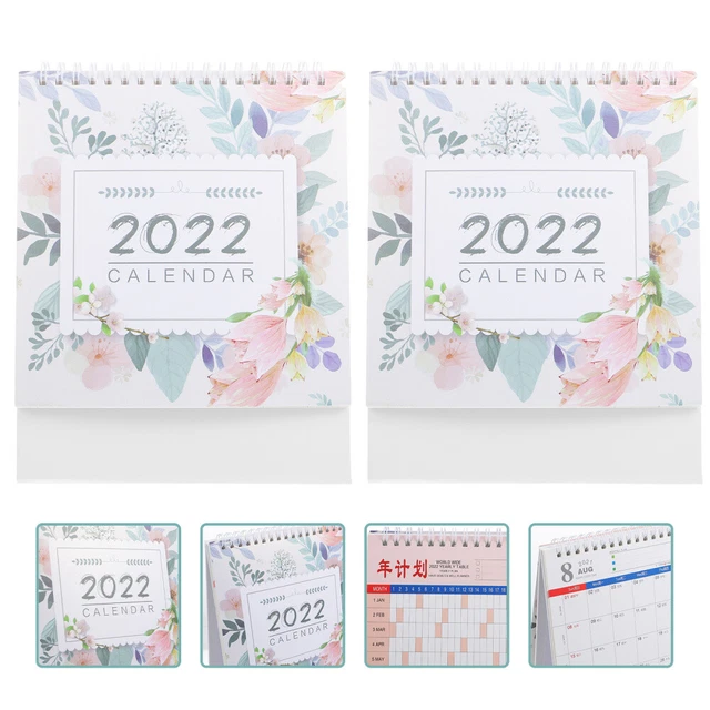 2 Pcs Carta Calendario Ufficio Mini Permanente Topper Scrivania