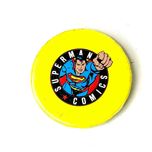SUPERMAN COMICS vintage PIN/PINBACKBUTTON 1982 DC COMICS 2 1/4 inches B30