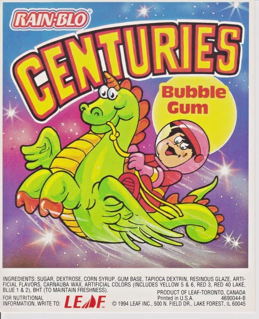 Rain-Blo Centuries Bubble Gum Vending Machine Card Advertising 1994 Leaf Card