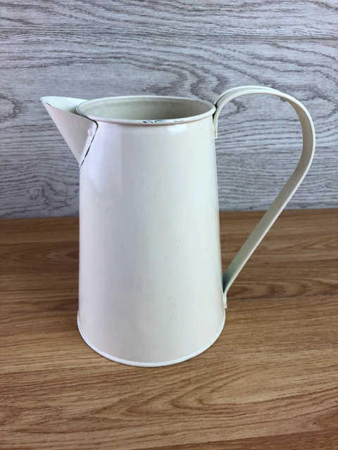 Cream Coloured Metal Jug Pitcher Decorative 7.5"
