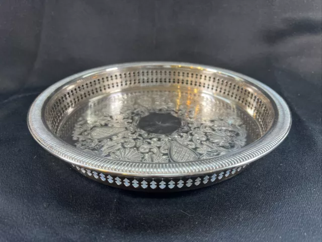 VTG Newport by Gorham Silverplate Gallery Reticulated Serving Tray  10”