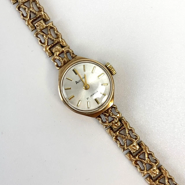 LADIES 9CT GOLD Accurist Watch Swiss 21 Jewels Non Running (12.3g) £190